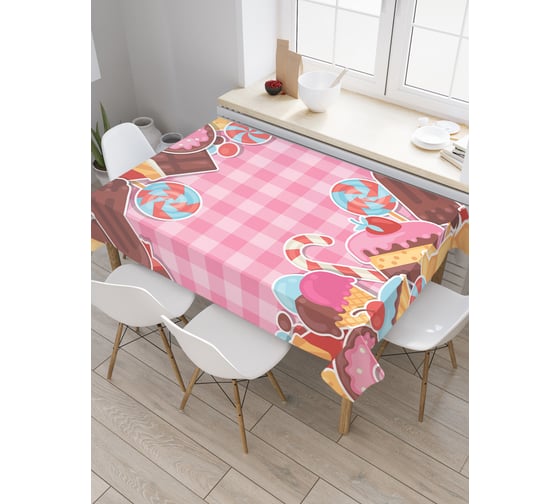 Прямоугольная скатерть JoyArty Стол сладостей из сатена tc_29904_120x145 1