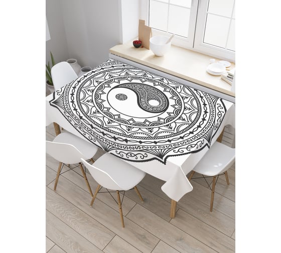 Прямоугольная скатерть JoyArty Инь и ян с узорами из сатена tc_18594_120x145 1