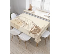 Прямоугольная скатерть JoyArty Начертания корабля в море из сатена tc_2789_120x145