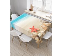 Прямоугольная скатерть JoyArty Морские звезды ракушки пляж из сатена tc_5006_120x145