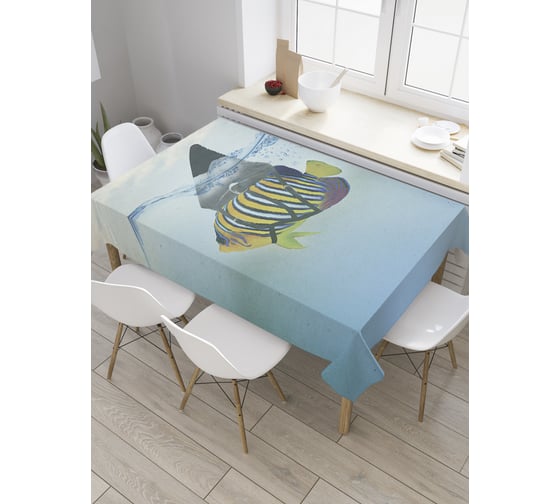 Прямоугольная скатерть JoyArty Рыбья шутка из сатена tc_7977_120x145 1