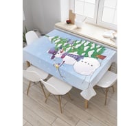 Прямоугольная скатерть JoyArty Приветливый снеговик из сатена tc_19386_120x145