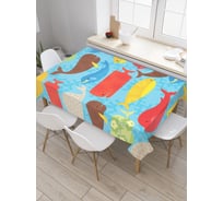 Прямоугольная скатерть JoyArty Причудливые киты из сатена tc_2784_120x145