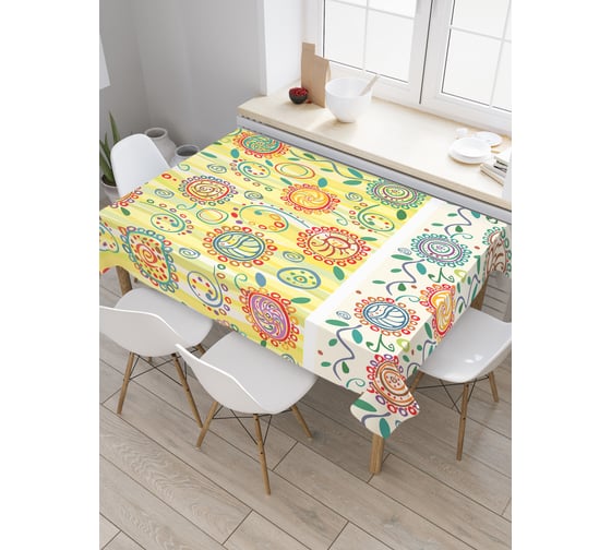 Прямоугольная скатерть JoyArty Причудливый цветочный узор из сатена tc_30208_120x145 1