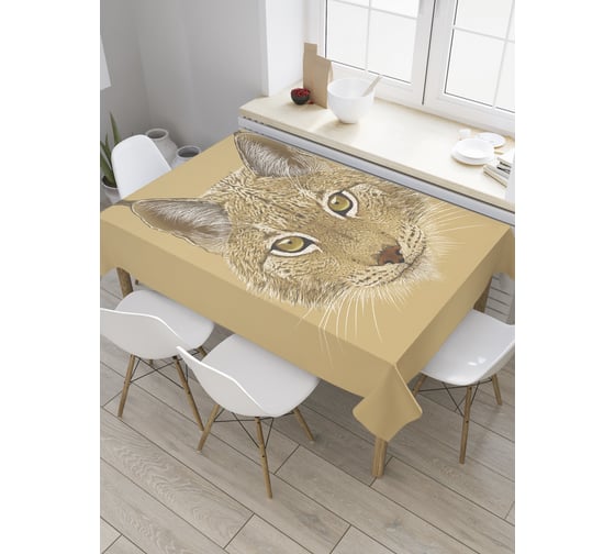 Прямоугольная скатерть JoyArty Портрет рыси из сатена tc_32400_120x145