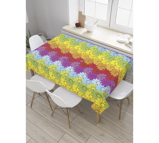 Прямоугольная скатерть JoyArty Радужные волны из сатена tc_31374_120x145 1