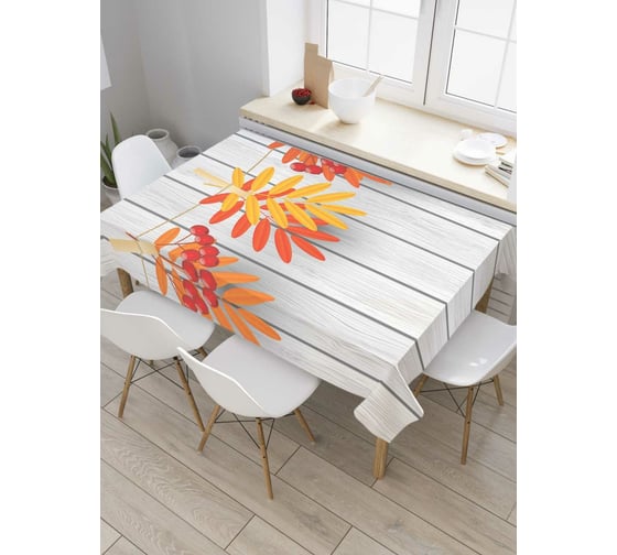 Прямоугольная скатерть JoyArty Подвешенные листья рябины из сатена tc_38393_120x145 1