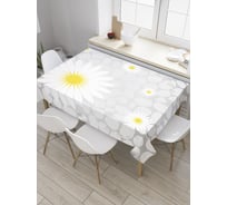 Прямоугольная скатерть JoyArty Ромашки на камнях из сатена tc_34695_120x145