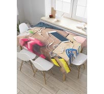 Прямоугольная скатерть JoyArty Сбор на тренировку из сатена tc_36992_120x145