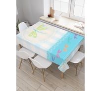 Прямоугольная скатерть JoyArty Стрекоза в клетку из сатена tc_5429_120x145