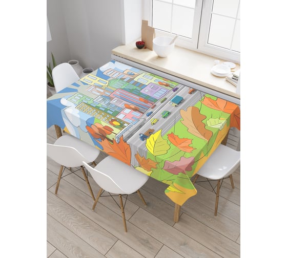 Прямоугольная скатерть JoyArty Город встретил осень из сатена tc_3478_120x145 1