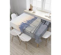 Прямоугольная скатерть JoyArty Скамейка на рассвете из сатена tc_27846_120x145