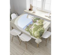 Прямоугольная скатерть JoyArty Дворик с видом на море из сатена tc_8677_120x145