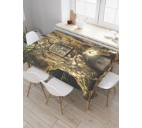 Прямоугольная скатерть JoyArty Деревянный дом из сатена tc_30860_120x145