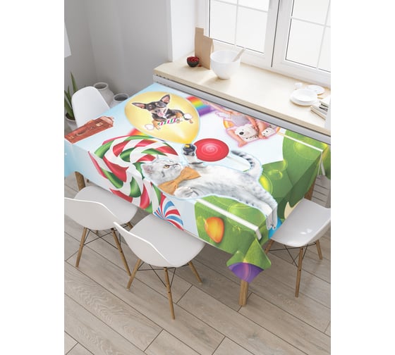 Прямоугольная скатерть JoyArty Город сладости из сатена tc_29871_120x145 1