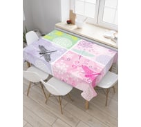 Прямоугольная скатерть JoyArty Насекомые с цветками из сатена tc_18358_120x145