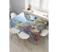 Прямоугольная скатерть JoyArty Рыбы и черепаха из сатена tc_9242_120x145