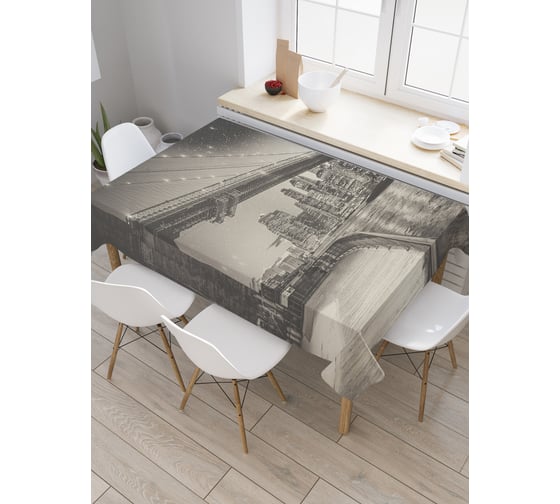 Прямоугольная скатерть JoyArty Сияние ночного моста из сатена tc_38163_120x145