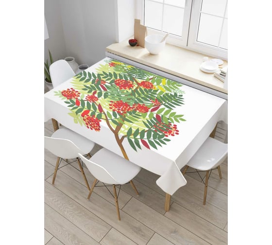 Прямоугольная скатерть JoyArty Рябиновая ветвь из сатена tc_38403_120x145