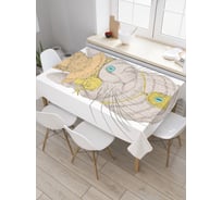 Прямоугольная скатерть JoyArty Волшебный одноглазый кот из сатена tc_19903_120x145