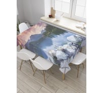 Прямоугольная скатерть JoyArty Закат над горным озером из сатена tc_32587_120x145