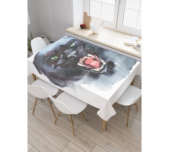 Прямоугольная скатерть JoyArty Рассерженная пантера из сатена tc_29680_120x145 1