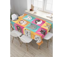 Прямоугольная скатерть JoyArty Породы котов из сатена tc_9657_120x145