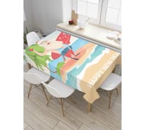 Прямоугольная скатерть JoyArty Санта на море из сатена tc_78645_120x145