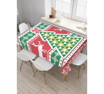 Прямоугольная скатерть JoyArty Елка с оленями из сатена tc_5644_120x145