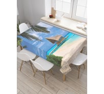 Прямоугольная скатерть JoyArty Домик на пляже из сатена tc_12486_120x145