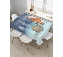 Прямоугольная скатерть JoyArty Дед Мороз с подарками из сатена tc_78031_120x145