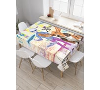 Прямоугольная скатерть JoyArty Инопланетянин и космический бассет из сатена tc_26335_120x145