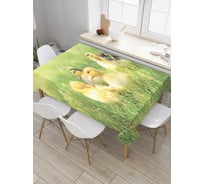 Прямоугольная скатерть JoyArty Гусята в траве из сатена tc_6568_120x145