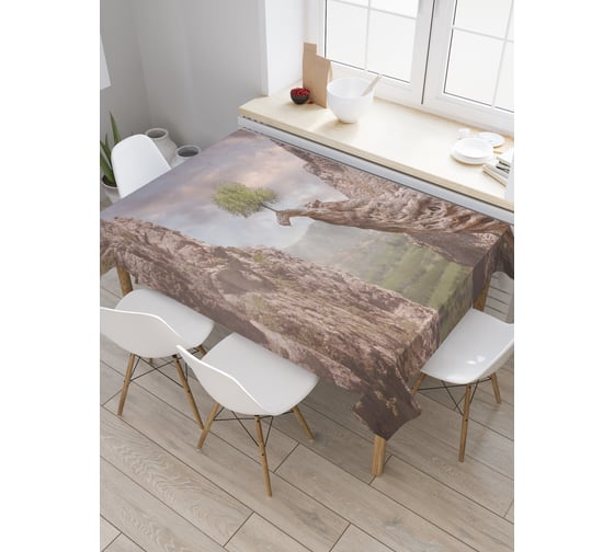 Прямоугольная скатерть JoyArty Дерево на скале из сатена tc_31399_120x145 1
