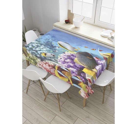 Прямоугольная скатерть JoyArty Рыбная мода из сатена tc_9239_120x145 1