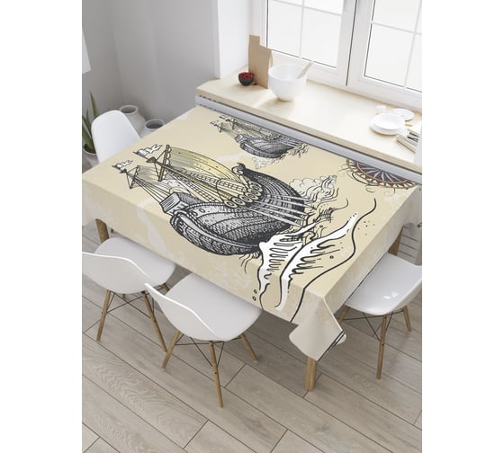 Прямоугольная скатерть JoyArty Старинный парусный корабль из сатена tc_28453_120x145