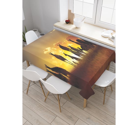 Прямоугольная скатерть JoyArty Стая кенгуру на закате из сатена tc_4957_120x145 1