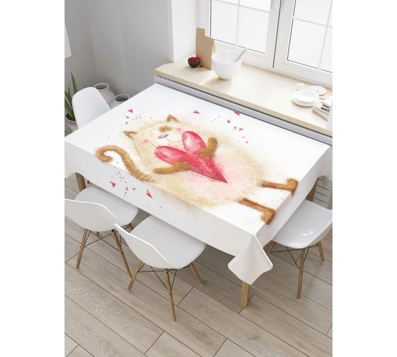 Прямоугольная скатерть JoyArty С любовью от котика из сатена tc_91956_120x145 1