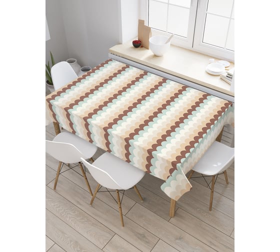 Прямоугольная скатерть JoyArty Зигзаг пять цветов из сатена tc_28648_120x145 1