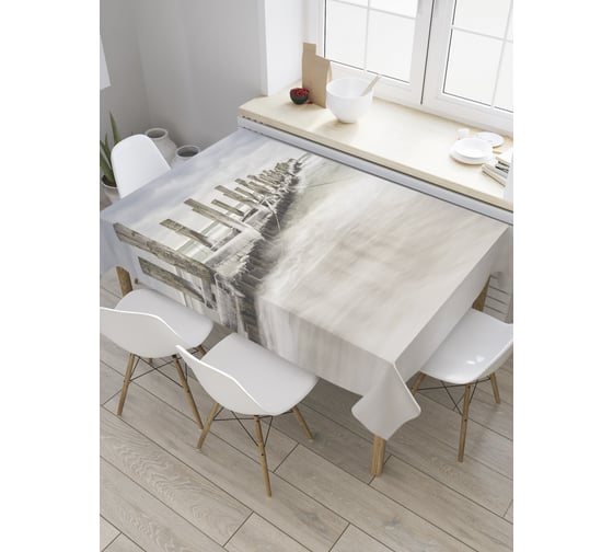 Прямоугольная скатерть JoyArty Деревянный причал на побережье из сатена tc_32437_120x145 1