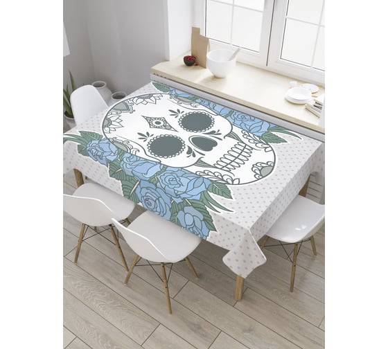 Прямоугольная скатерть JoyArty Праздничный череп из сатена tc_27910_120x145 1