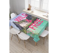 Прямоугольная скатерть JoyArty Надпись на фоне пляжа и скал из сатена tc_5026_120x145