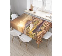 Прямоугольная скатерть JoyArty Солнечный городок из сатена tc_23724_120x145