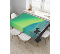 Прямоугольная скатерть JoyArty Северное сияние с лошадью из сатена tc_6631_120x145