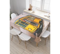 Прямоугольная скатерть JoyArty Желтый трамвай из сатена tc_29423_120x145