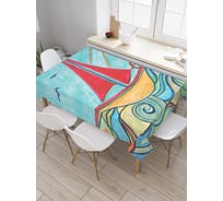 Прямоугольная скатерть JoyArty Нарисованный кораблик из сатена tc_38439_120x145