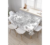 Прямоугольная скатерть JoyArty Единорог в цветах из сатена tc_19541_120x145