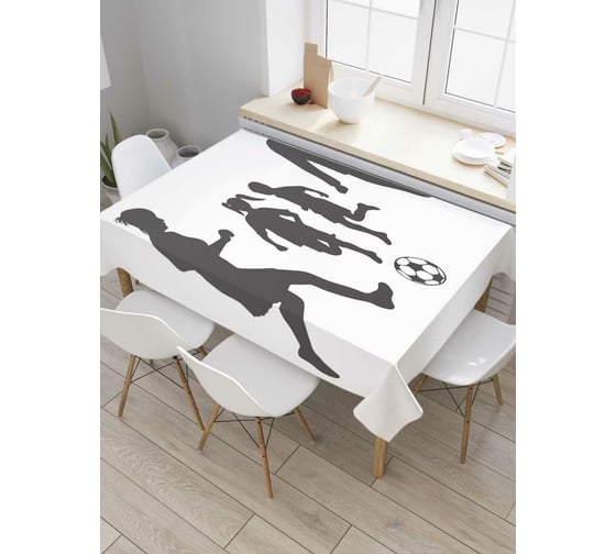 Прямоугольная скатерть JoyArty Силуэты футболистов с мячом из сатена tc_5142_120x145 1