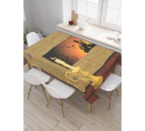 Прямоугольная скатерть JoyArty Свеча а за окном замок из сатена tc_6017_120x145