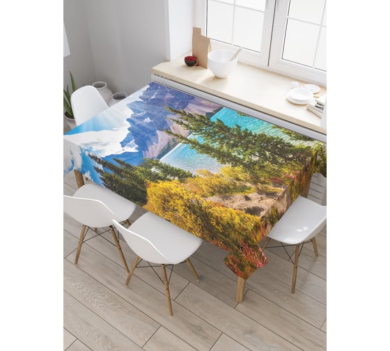 Прямоугольная скатерть JoyArty Горное озеро из сатена tc_32237_120x145 1